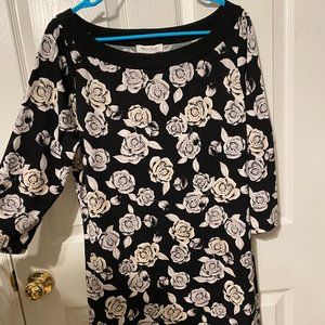 WHBM 3/4 sleeve rose floral dress